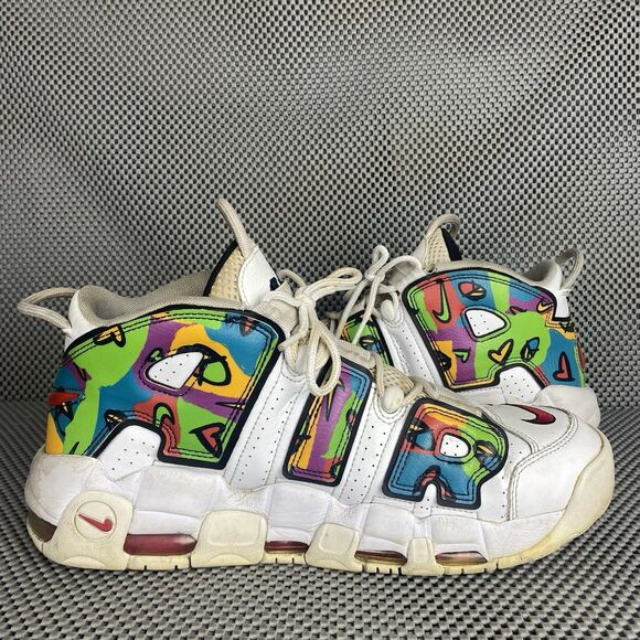 Nike Air More Uptempo Peace Love Swoosh Sneakers Mens 11.5 White Lace Up Logo main image 5